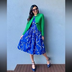 Blue and White Retro Flare Sundress